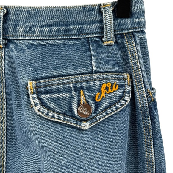 Vintage 70s Chic High Waisted Wide Leg Trouser Jeans 100% Cotton USA | 25" x 32" - Picture 11 of 15